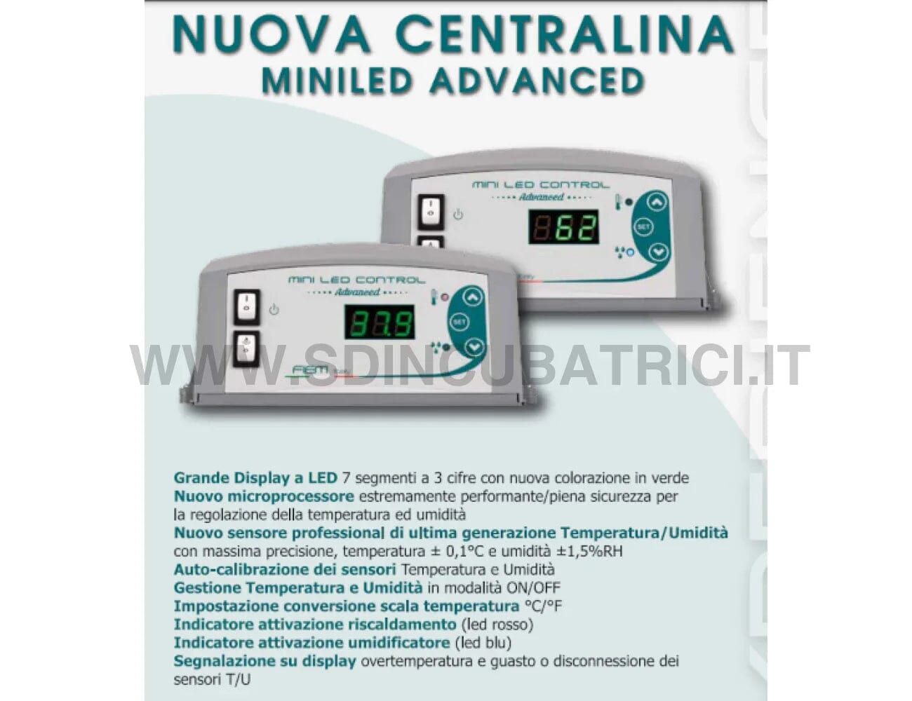 Incubatrice Fiem Cosmo 72 con Girauova Automatico - Termostato Miniled Advanced - SD Incubatrici 